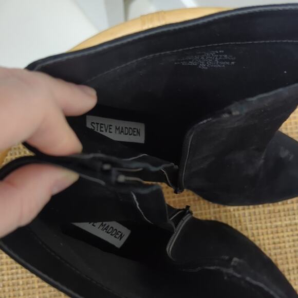 Steve Madden Wagner Heeled Pointed Toe Leather Stiletto Boots Black Wmns Size 10 - Picture 7 of 8